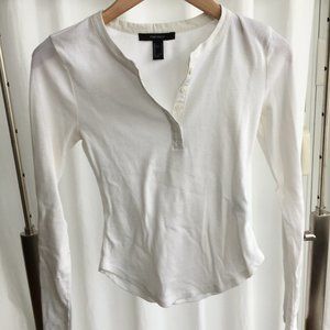 White Henley Long Sleeve Top